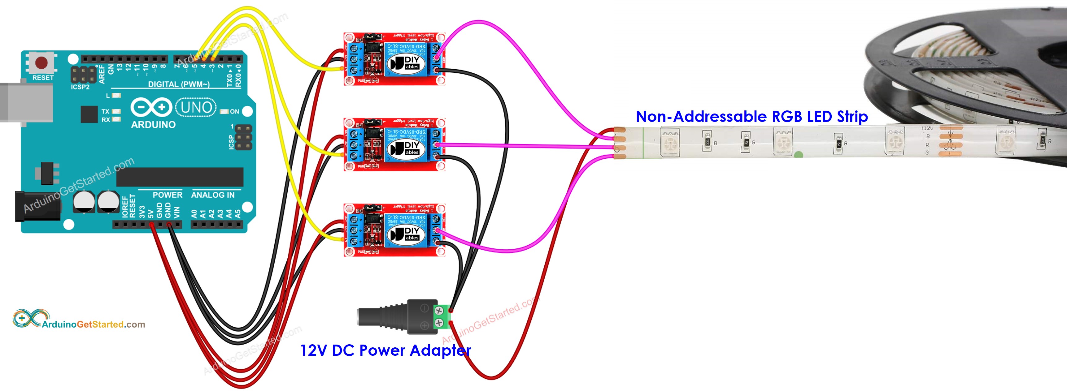 Arduino 12V LED strip Bedradingsschema