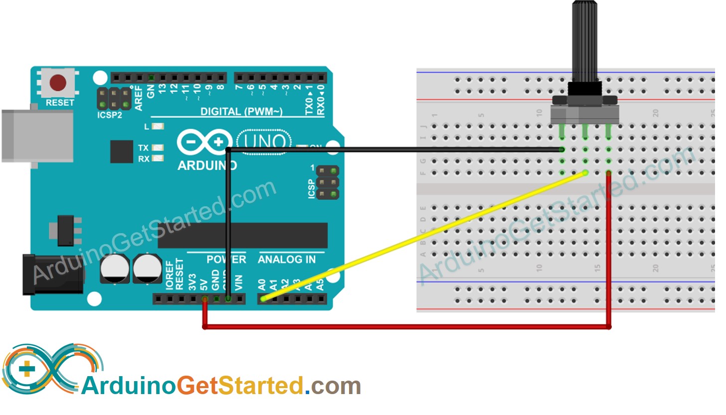 Arduino Potentiometer Aansluitschema