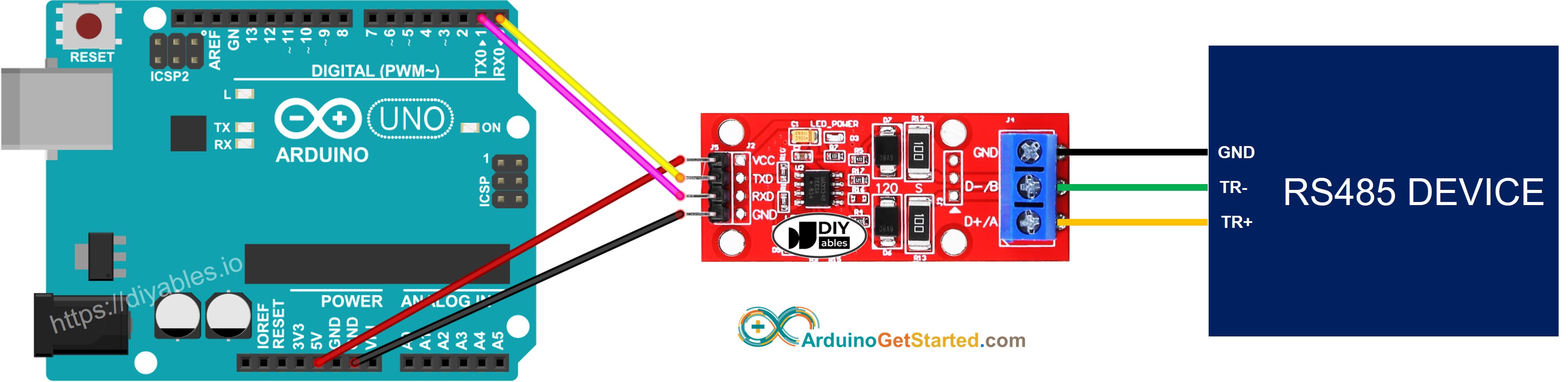 Arduino TTL naar RS485 Bedradingsschema