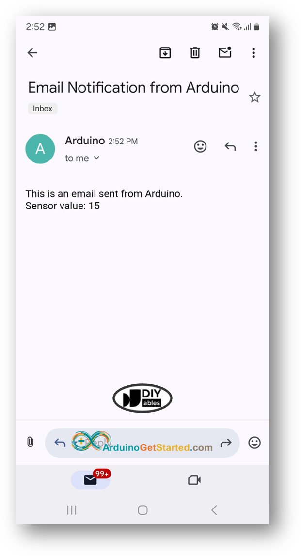 Arduino verstuurt e-mail
