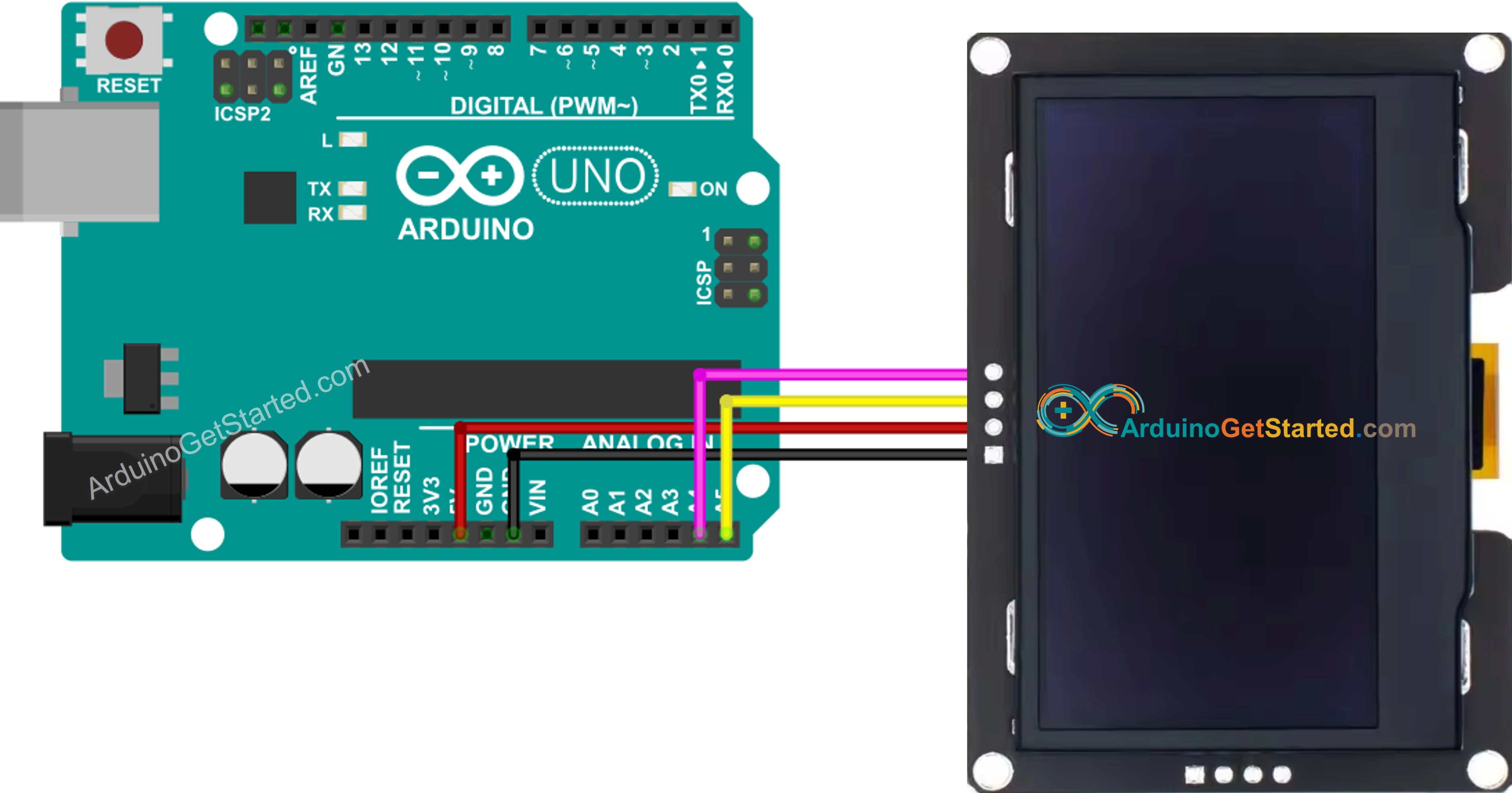 Arduino SSD1309 OLED 128x64 wiring diagram