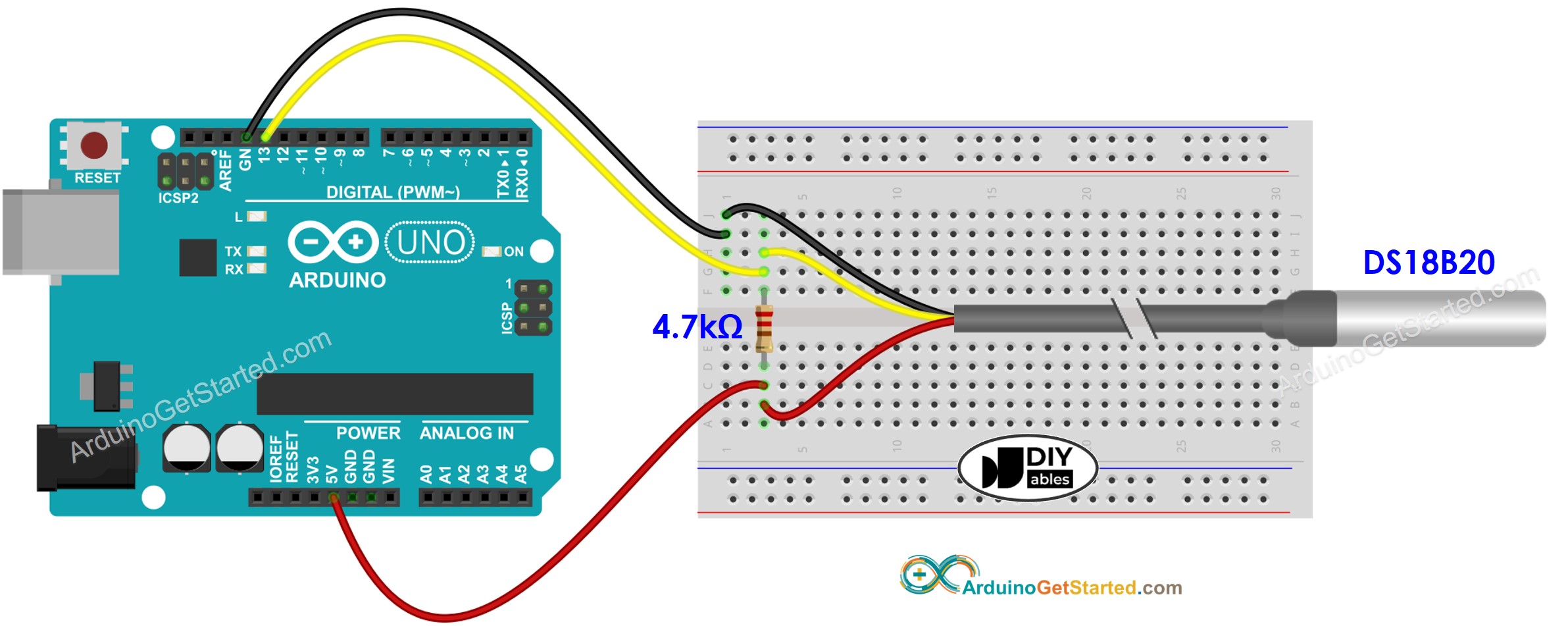 Arduino Temperatuursensor Bedradingsschema