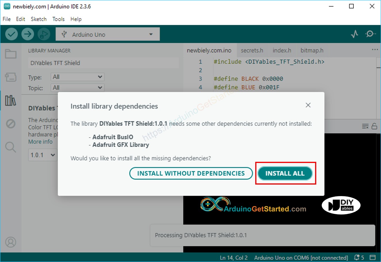 Arduino Arduino TFT LCD display dependency library