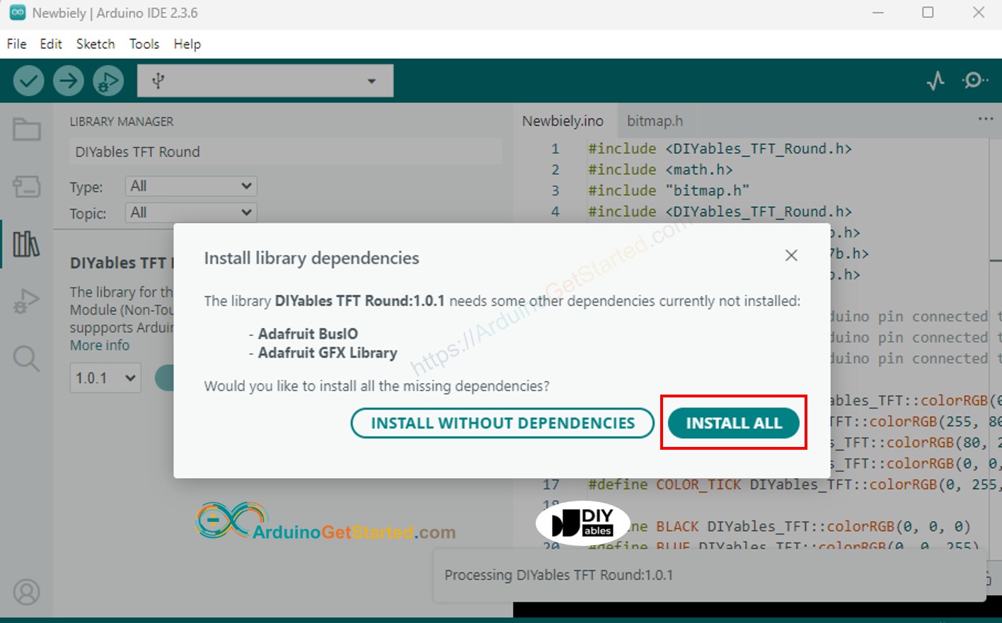 Arduino TFT LCD dependency installation
