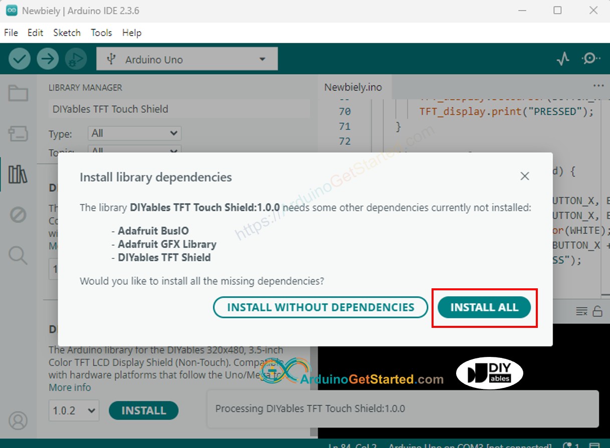 Arduino TFT LCD Touch display dependency