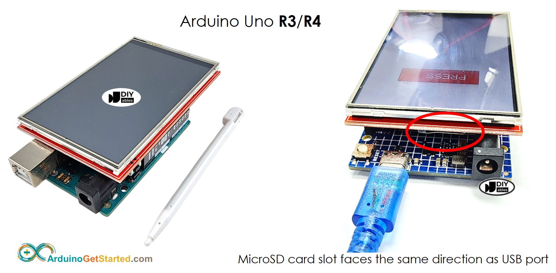Arduino TFT LCD Touch wiring diagram