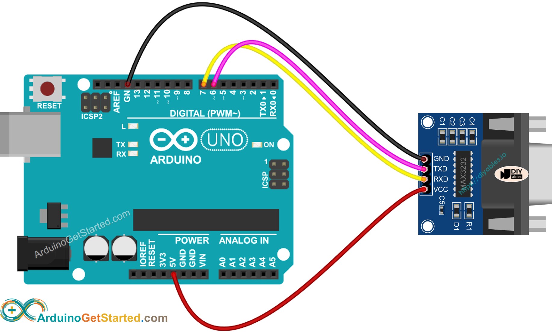 Arduino RS232 naar TTL Bedradingsschema