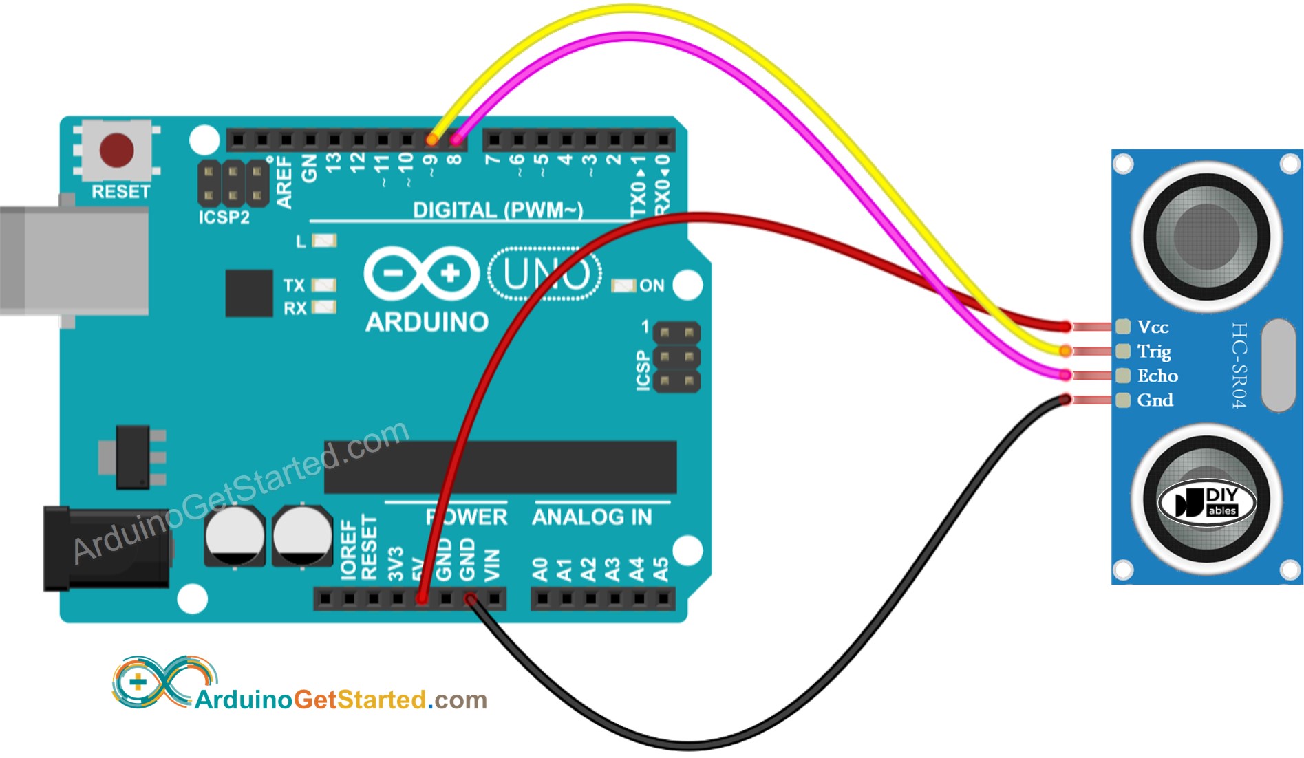 Arduino Ultrasone Sensor Bedradingsschema