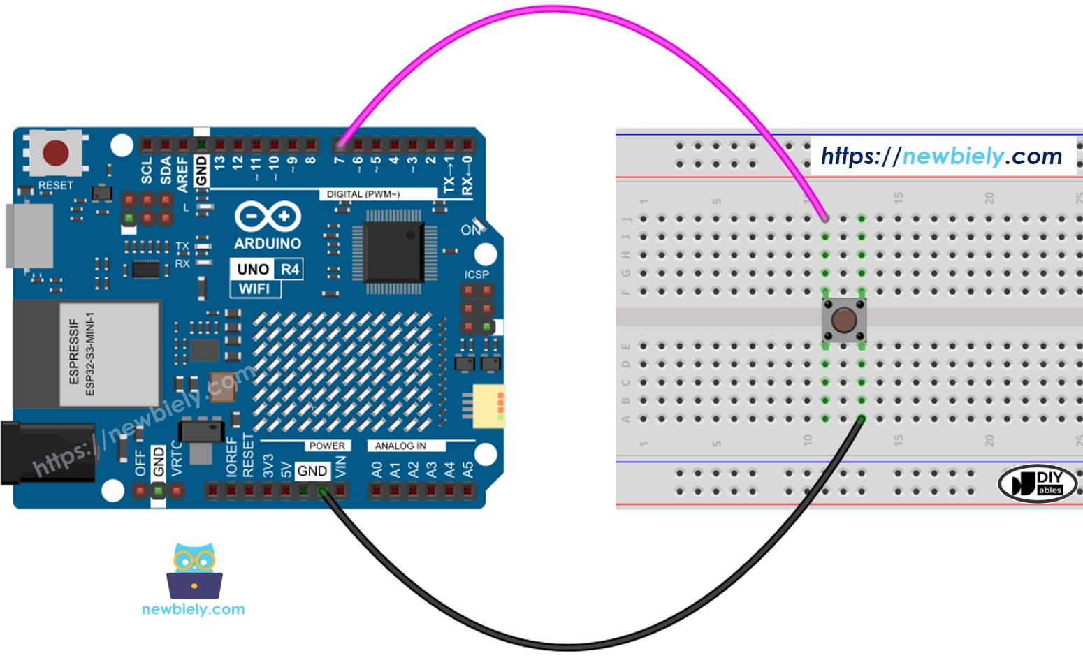 Arduino UNO R4 Button Wiring Diagram