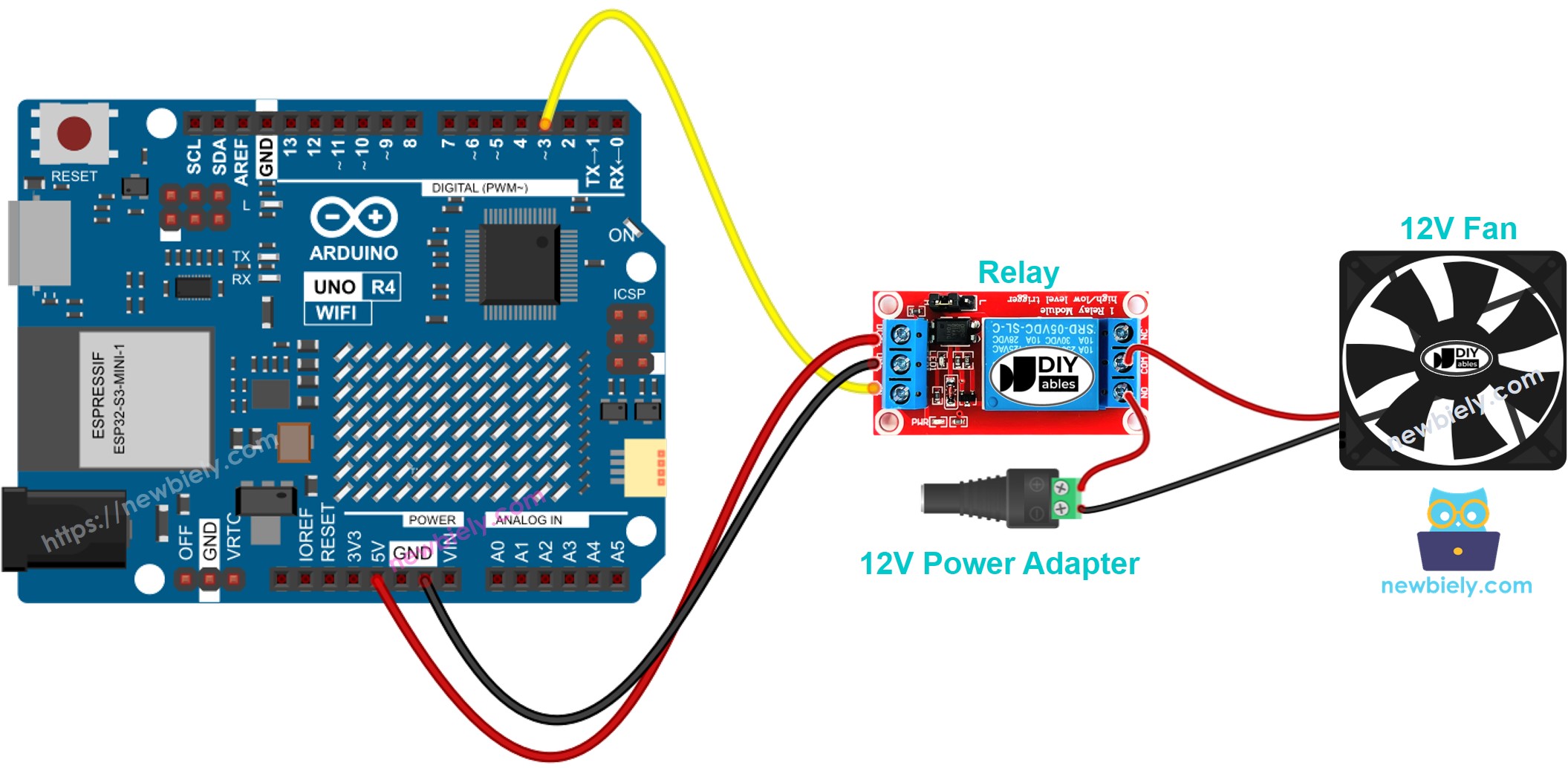 Arduino UNO R4 Fan Wiring Diagram