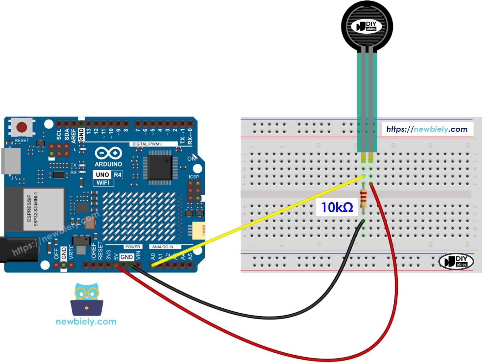 Arduino UNO R4 Force Wiring Diagram