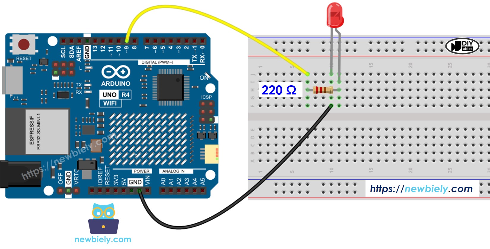Arduino UNO R4 LED Wiring Diagram