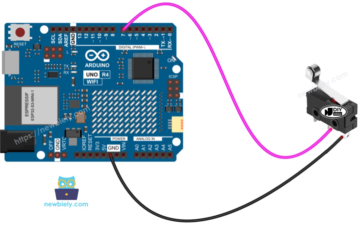 Arduino UNO R4 limit switch wiring diagram