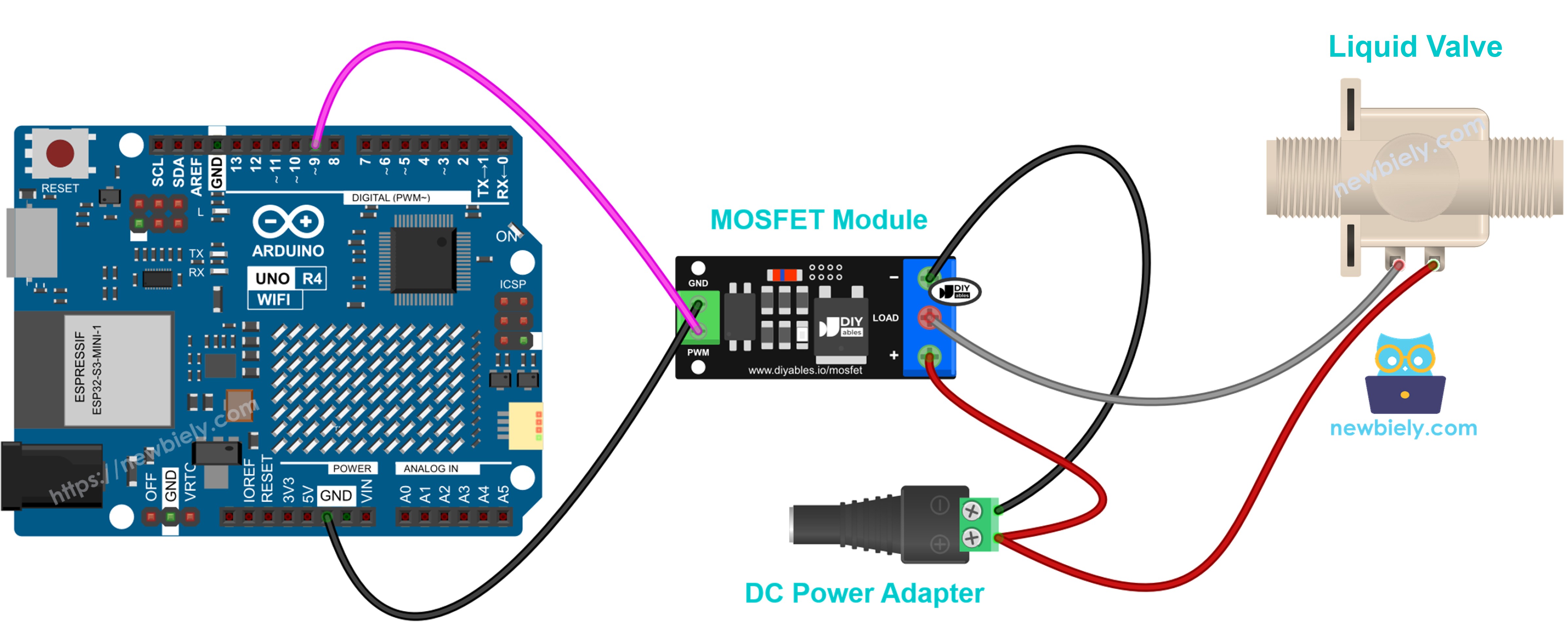 Normaal gesloten 12V solenoïdeklep met MOSFET-module