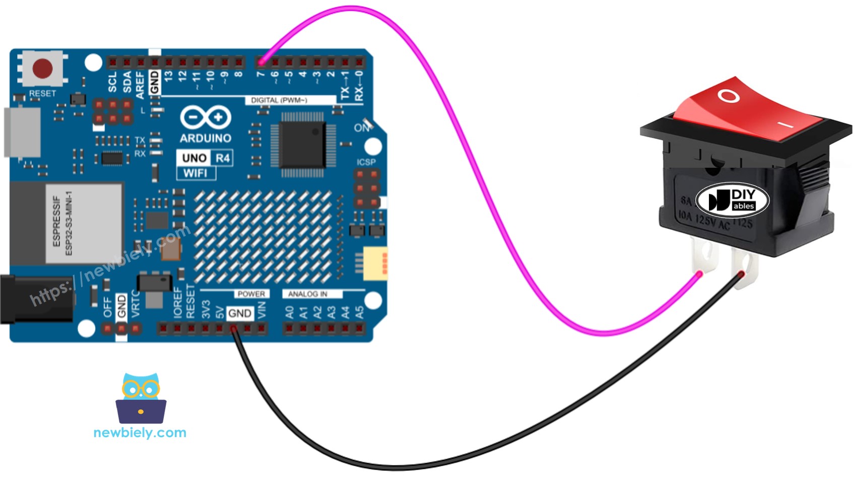 Arduino UNO R4 ON/OFF Switch Wiring Diagram