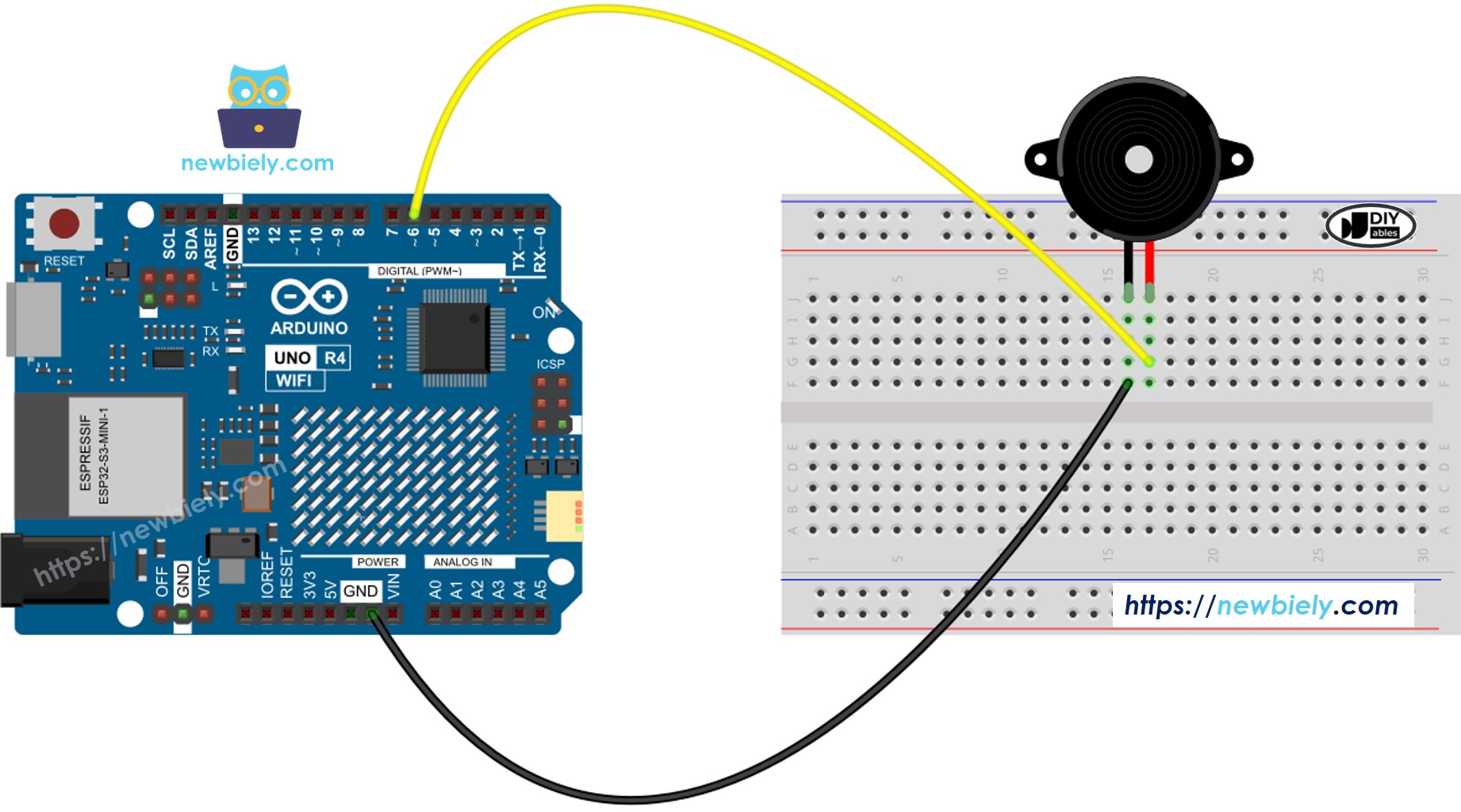 Arduino UNO R4 Buzzer Wiring Diagram