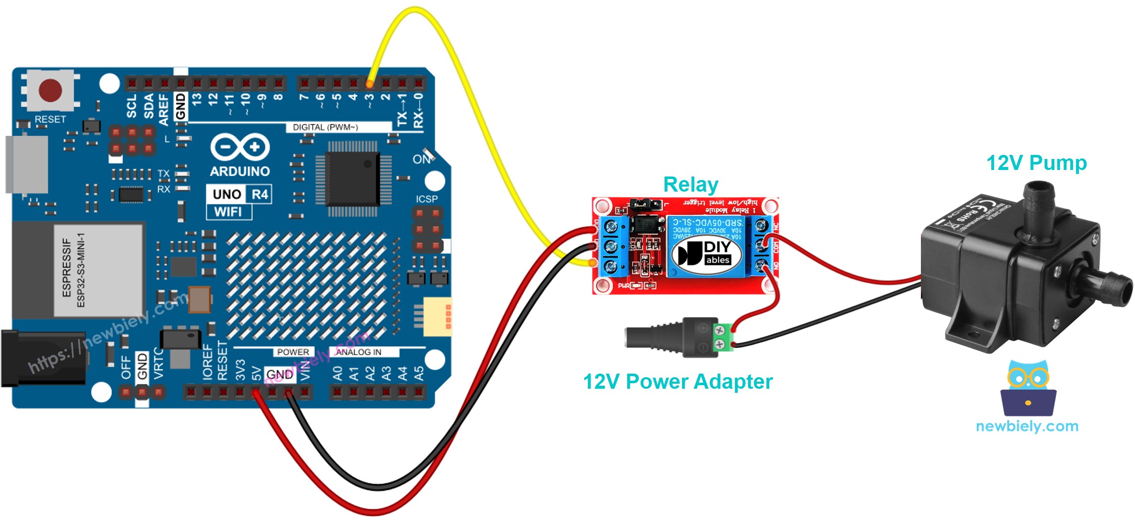 Arduino UNO R4 Pump Wiring Diagram