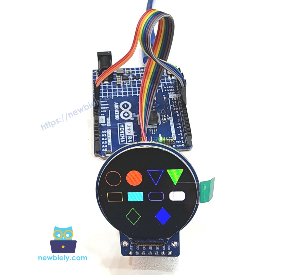 Arduino UNO R4 Round Circular TFT LCD Display Screen Draw Shapes