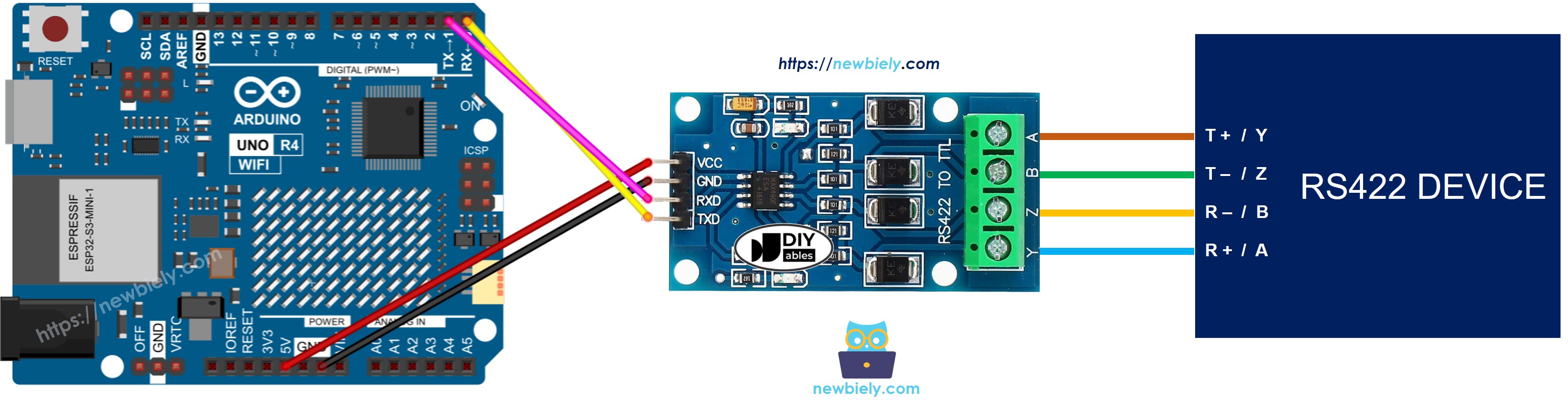 Arduino UNO R4 TTL to RS422 Wiring Diagram