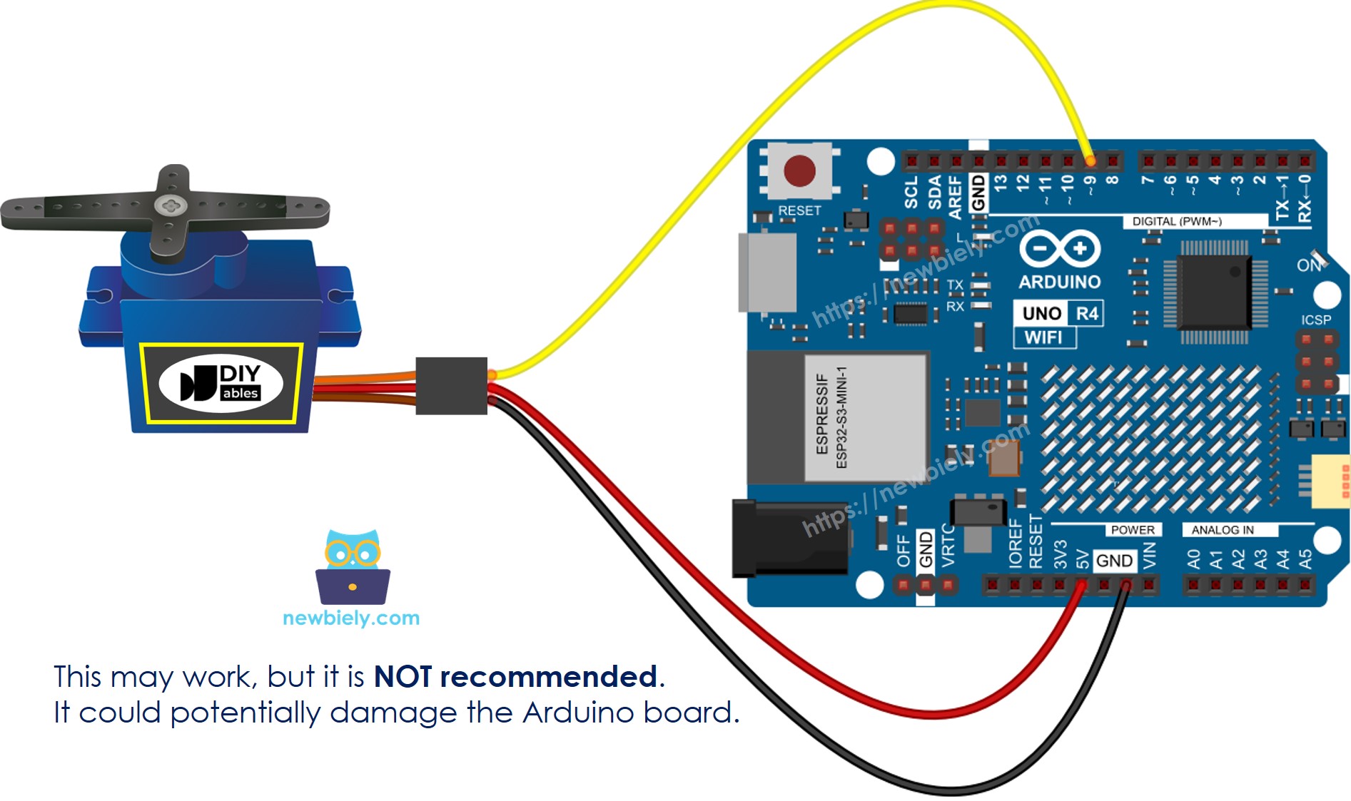 Arduino UNO R4 Servo Motor Wiring Diagram