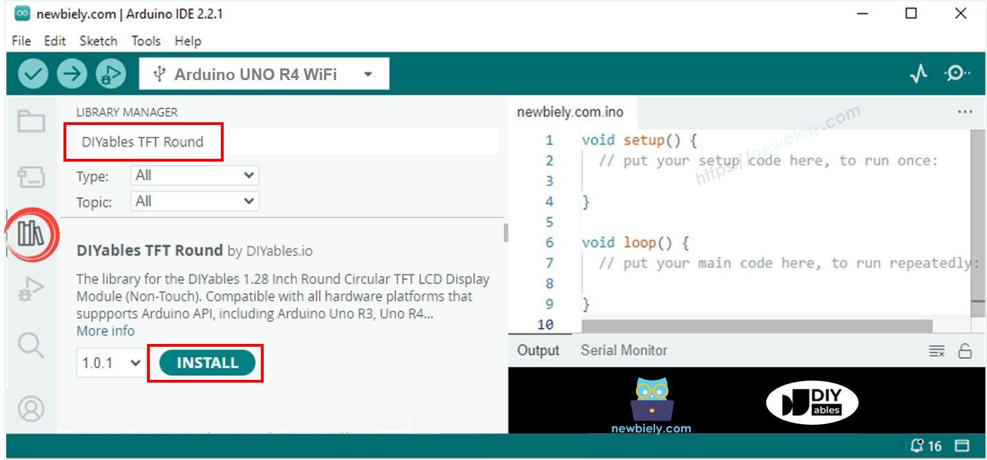 Arduino UNO R4 TFT LCD library installation