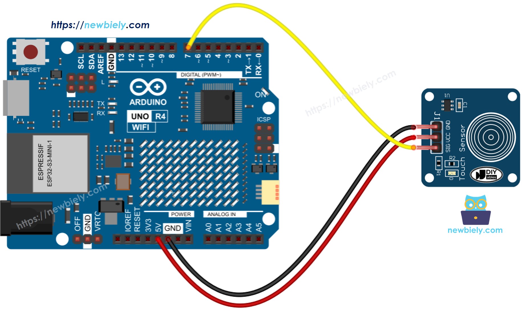 Arduino UNO R4 Touch Sensor Wiring Diagram