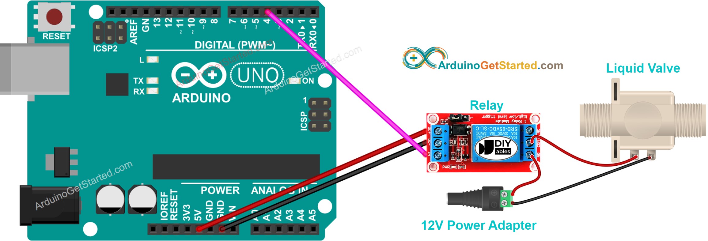 Arduino waterklep bedradingsschema