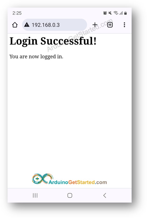 Arduino Webpagina login