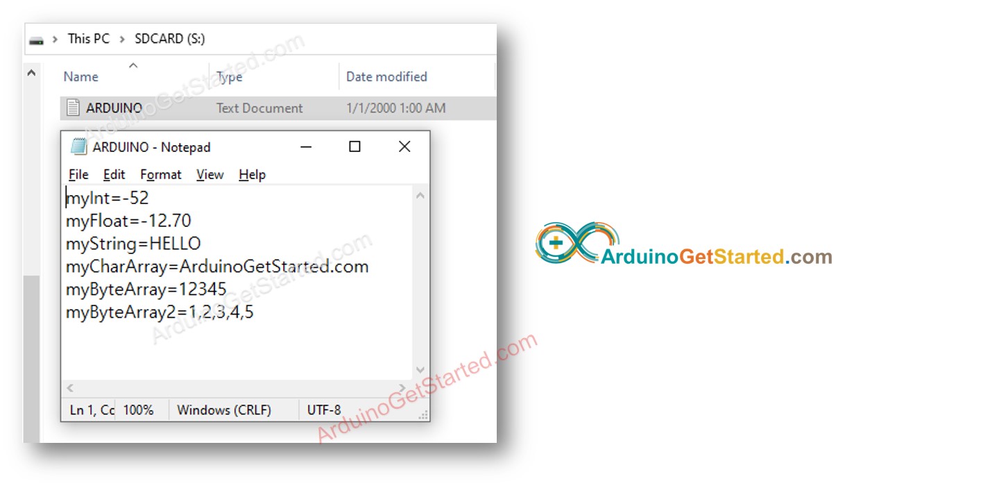 Arduino schrijft key-value naar Micro SD-kaart