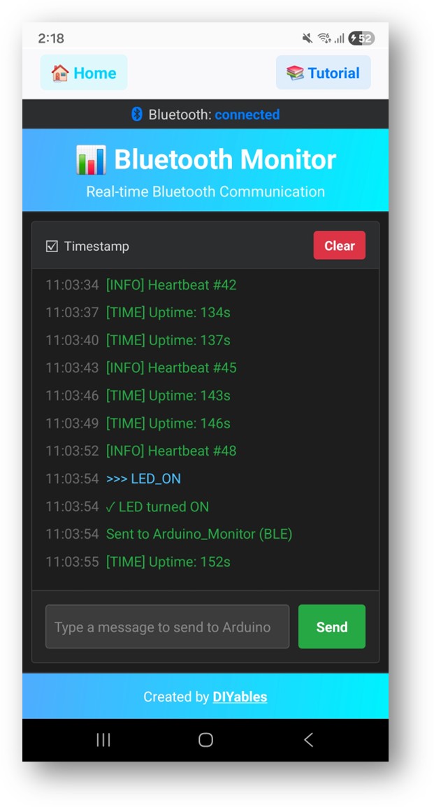 DIYables Bluetooth App - Monitor Scherm