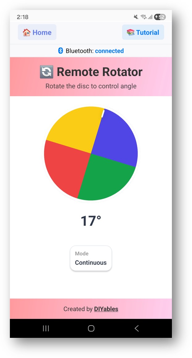 DIYables Bluetooth App - Rotator Scherm