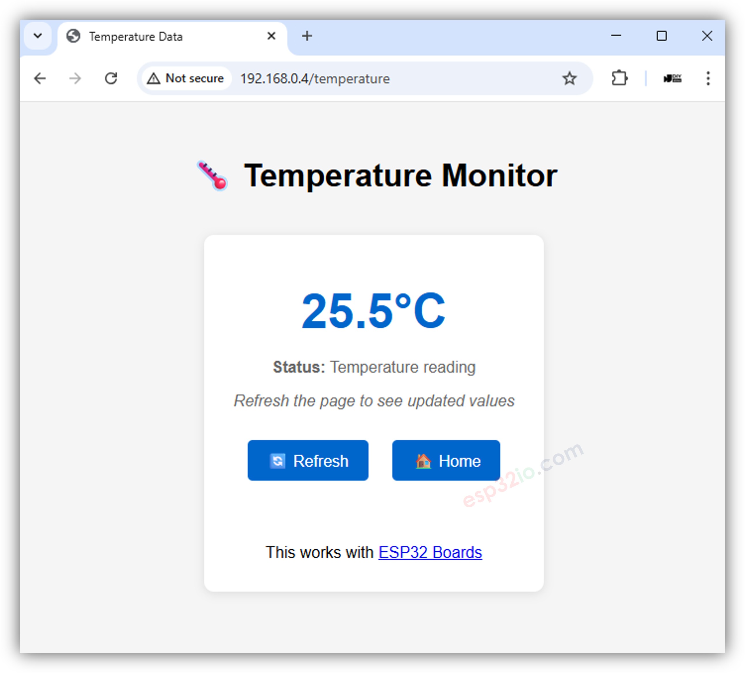 ESP32 Web Server Temperature