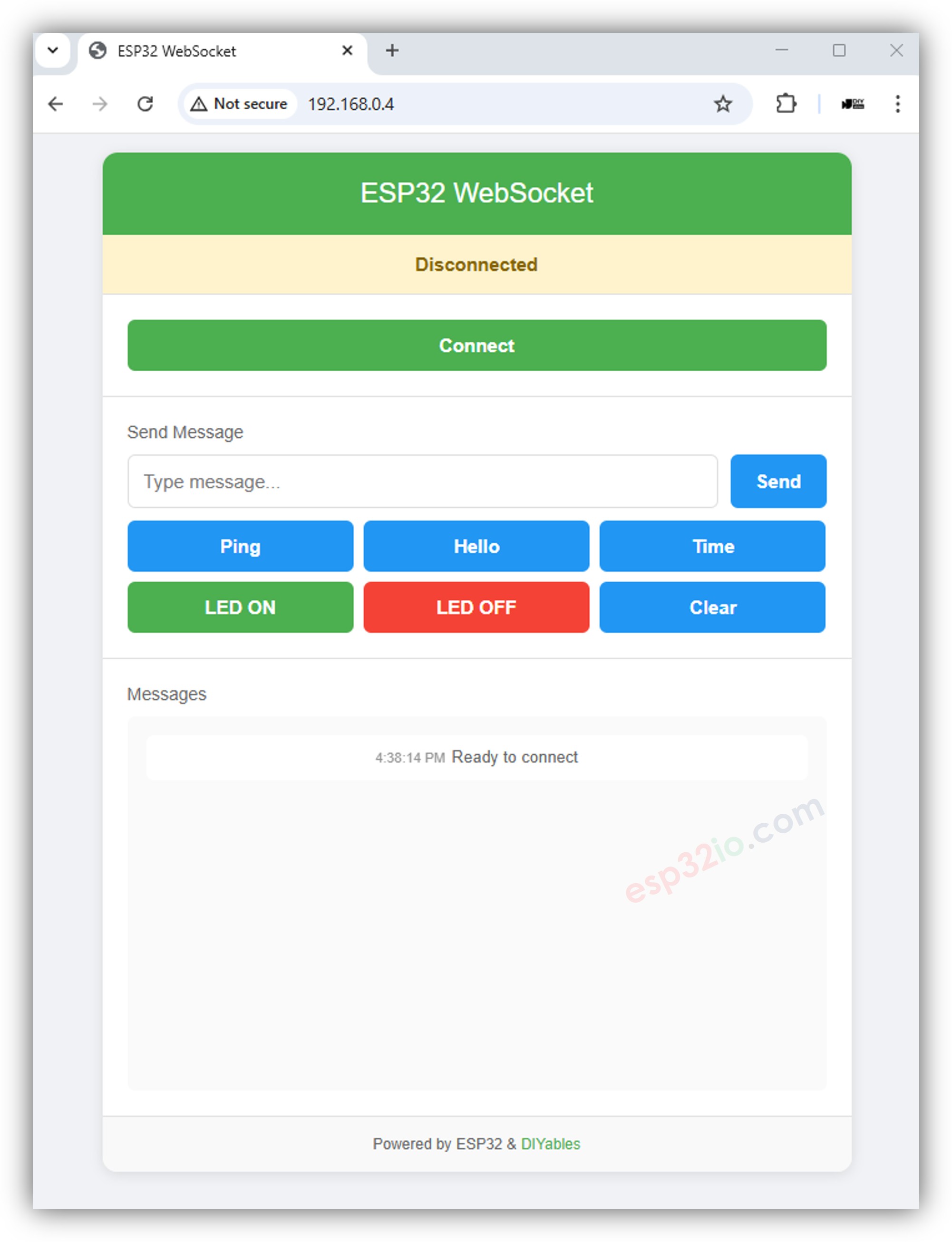 ESP32 WebSocket interface