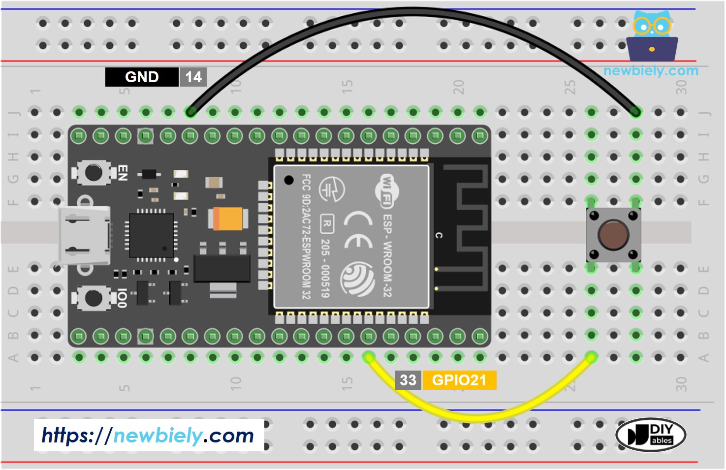 ESP32 Knop Bedradingsschema