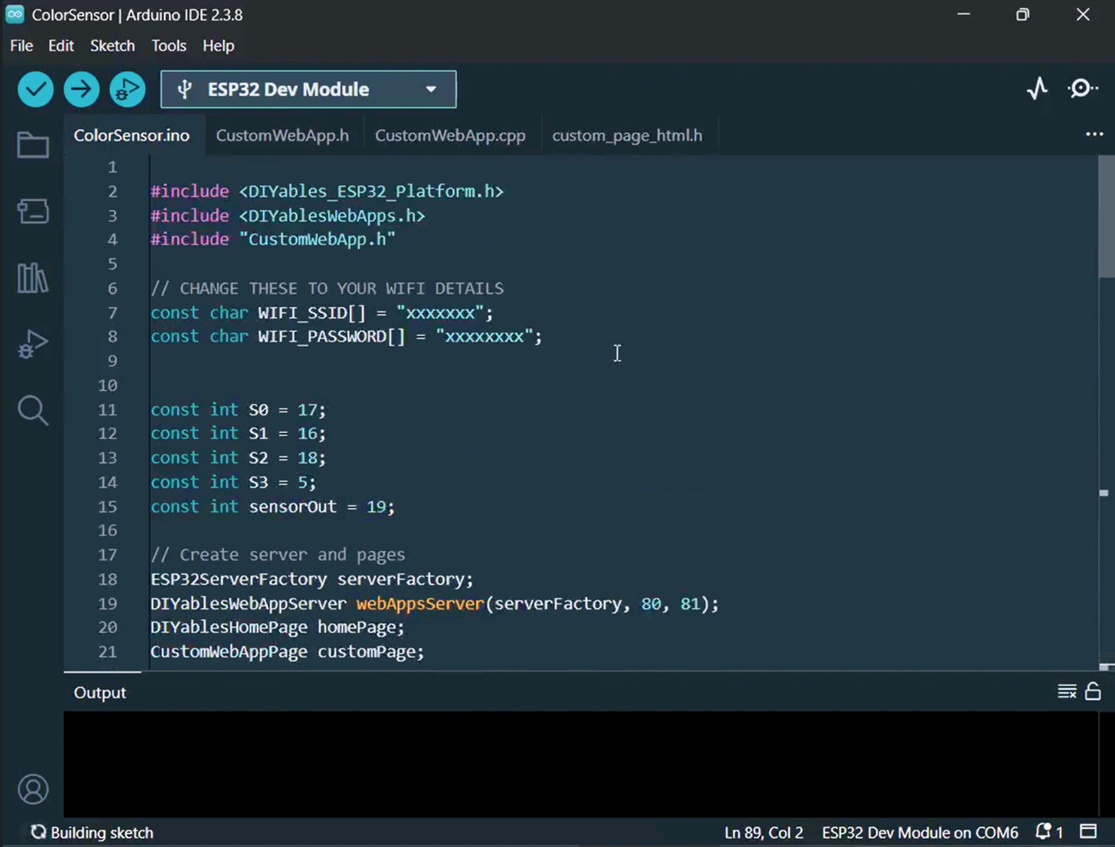 ESP32 Kleursensor Web App projectbestanden in Arduino IDE