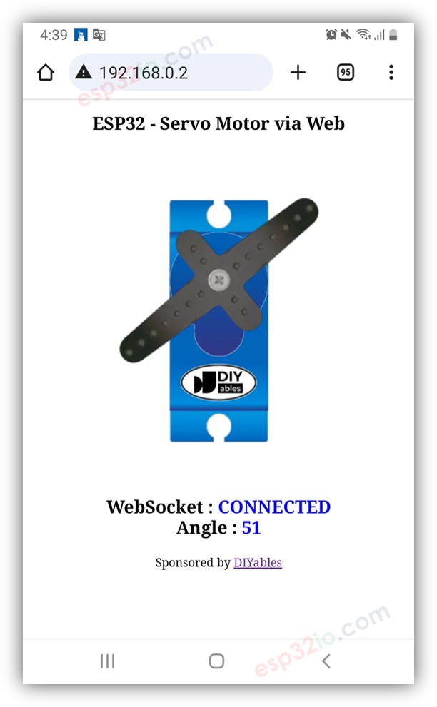 ESP32 bestuurt servo motor via webbrowser