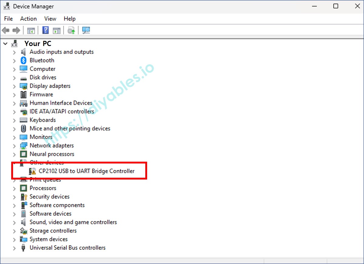 ESP32 Apparaat in Apparaatbeheer