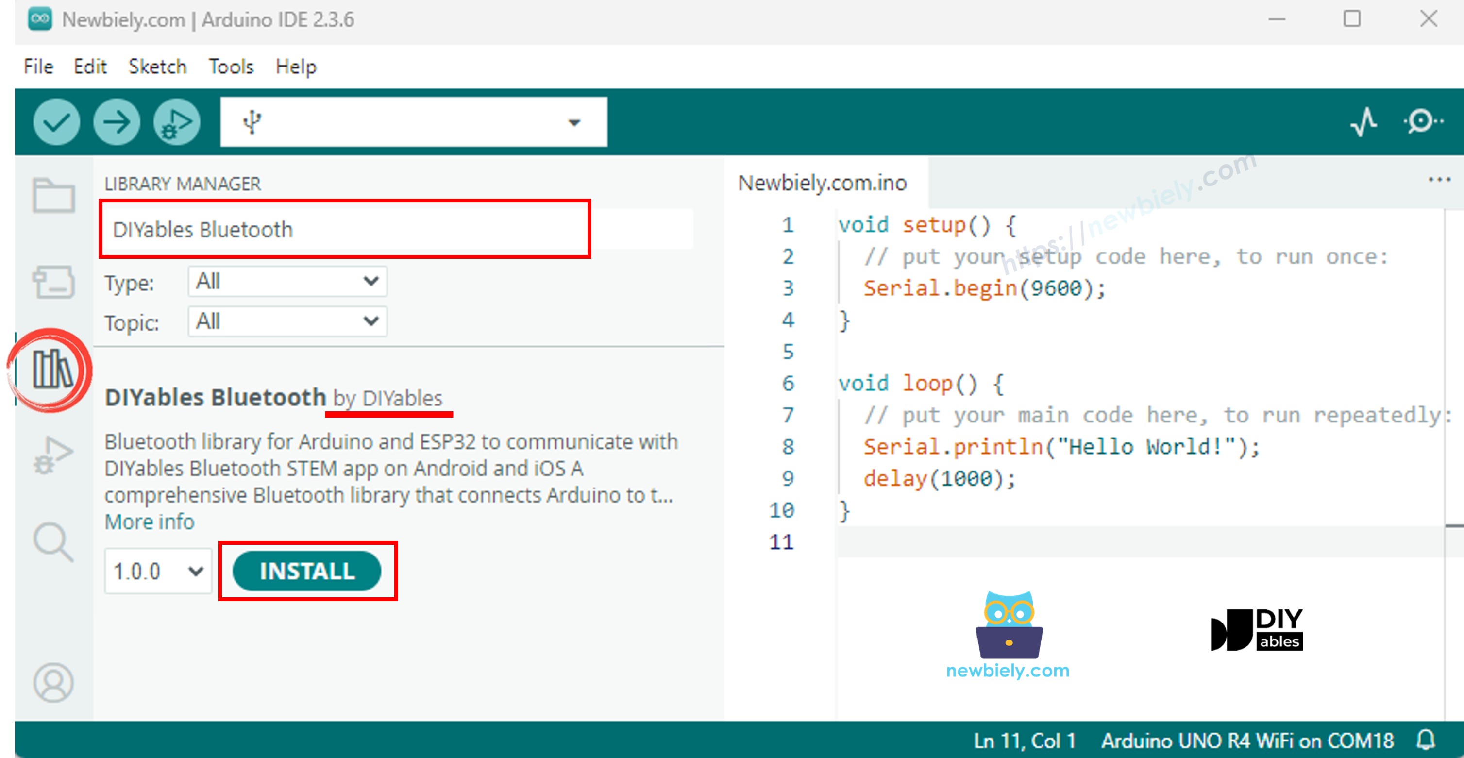 ESP32 DIYables Bluetooth bibliotheek