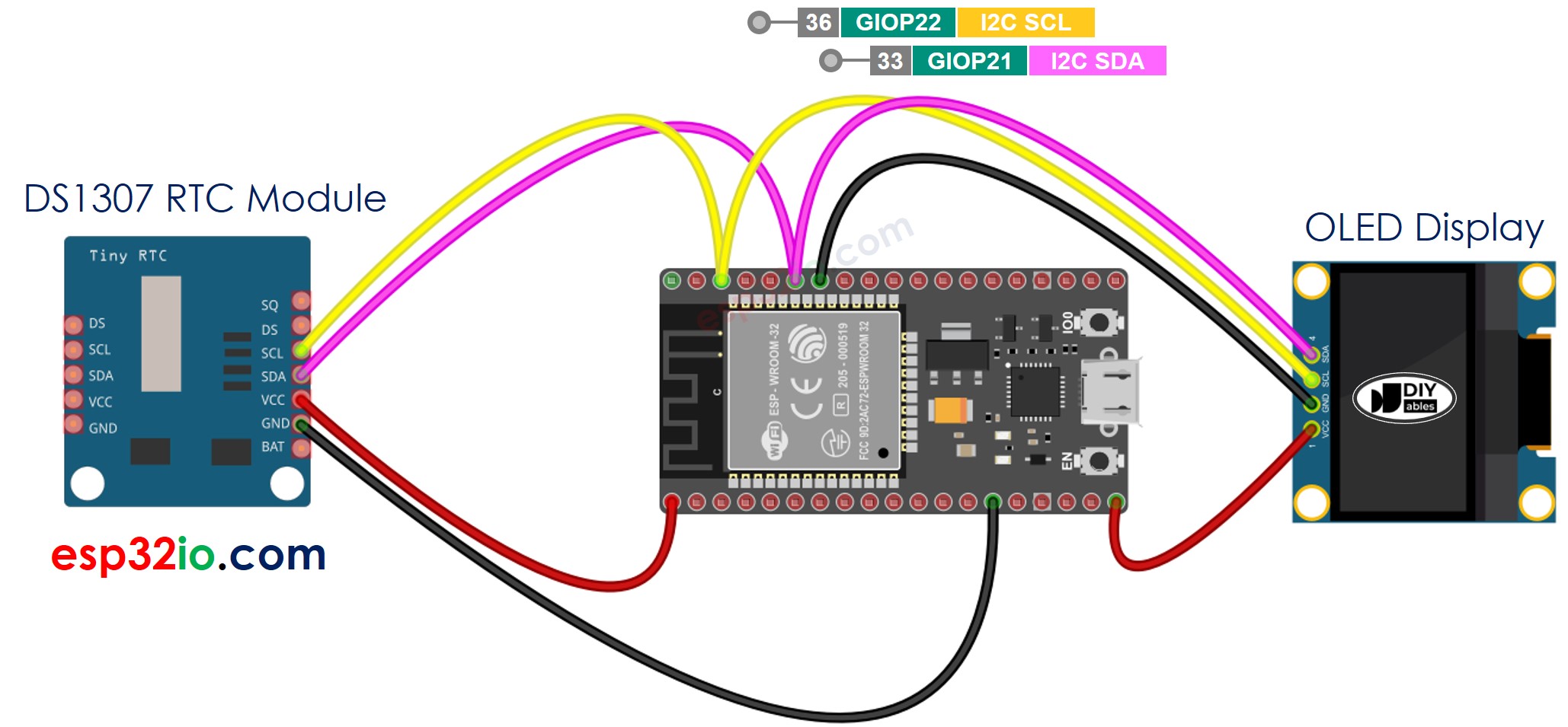 ESP32 DS1307 OLED bedrading