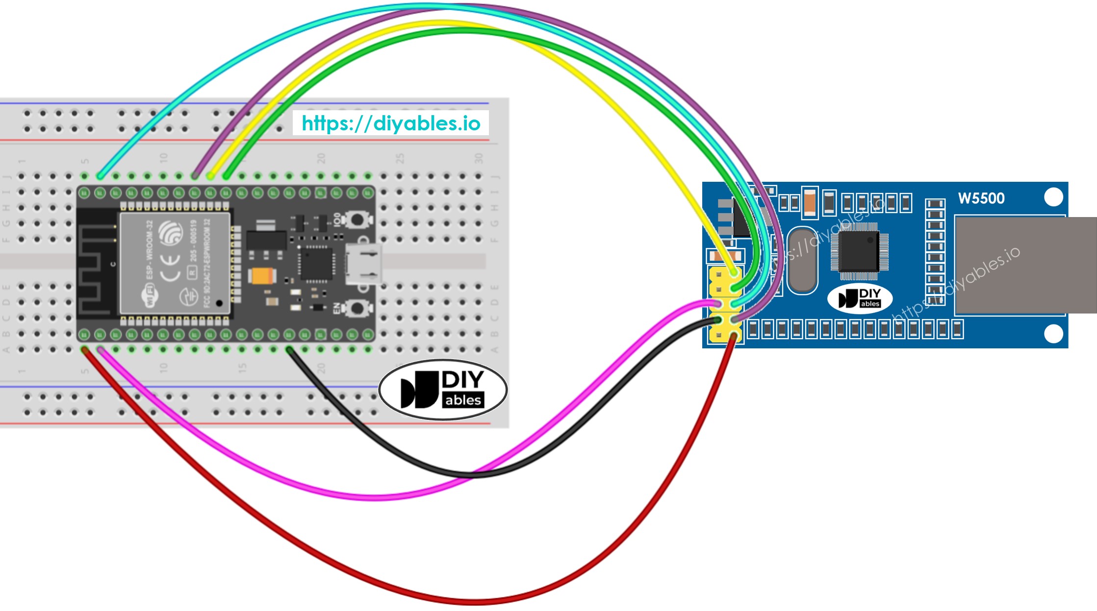 ESP32 Ethernet module Aansluitschema