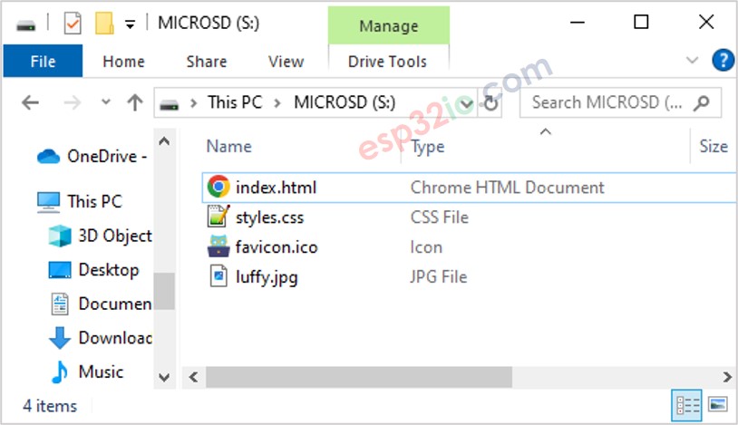 ESP32 HTML inhoud op microSD-kaart