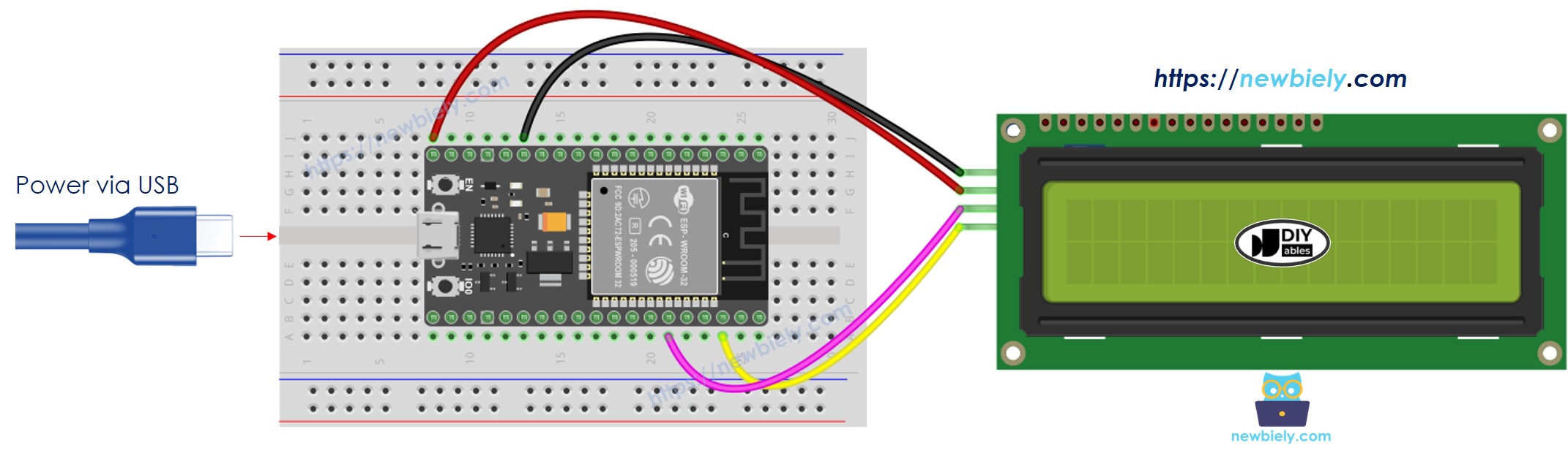ESP32 LCD I2C Wiring Diagram
