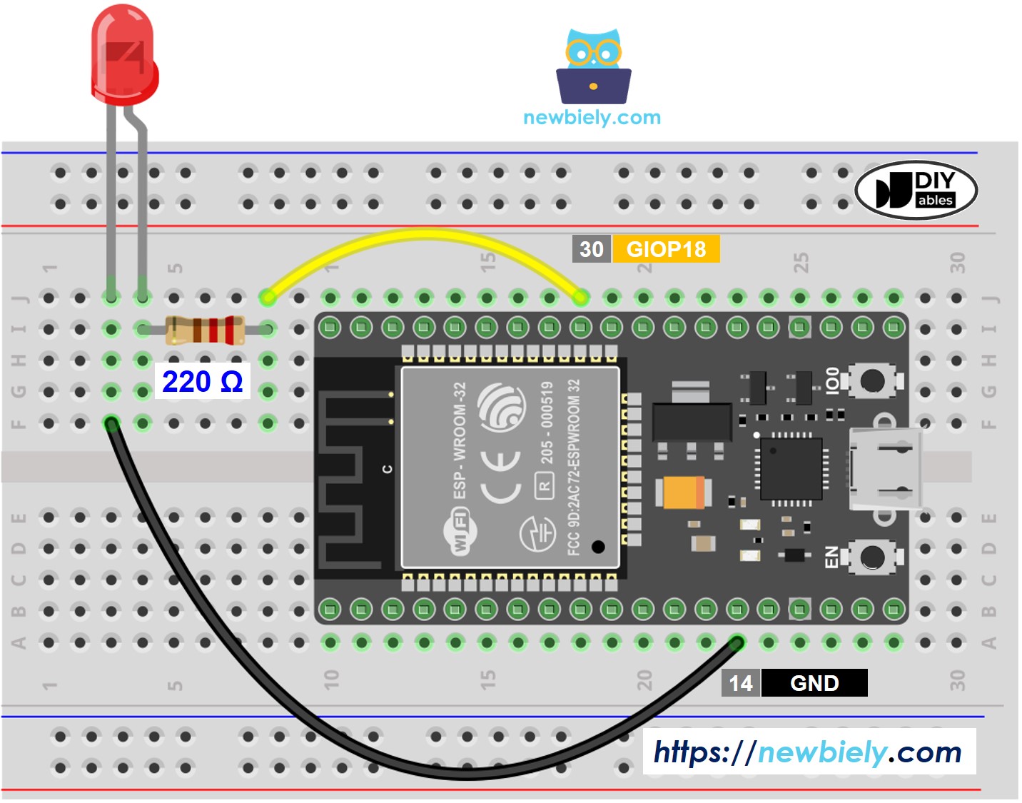 ESP32 LED aansluitschema