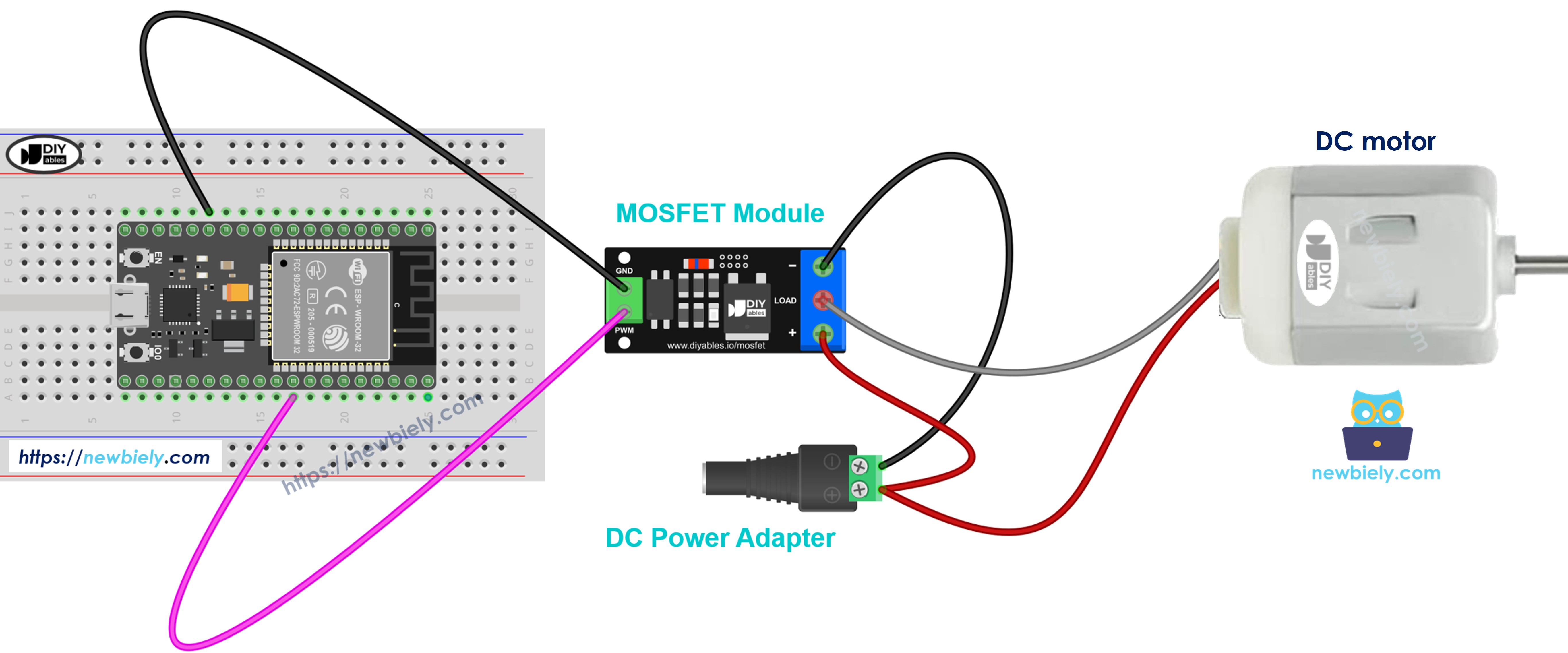 MOSFET-module 12V gelijkstroommotor bedrading