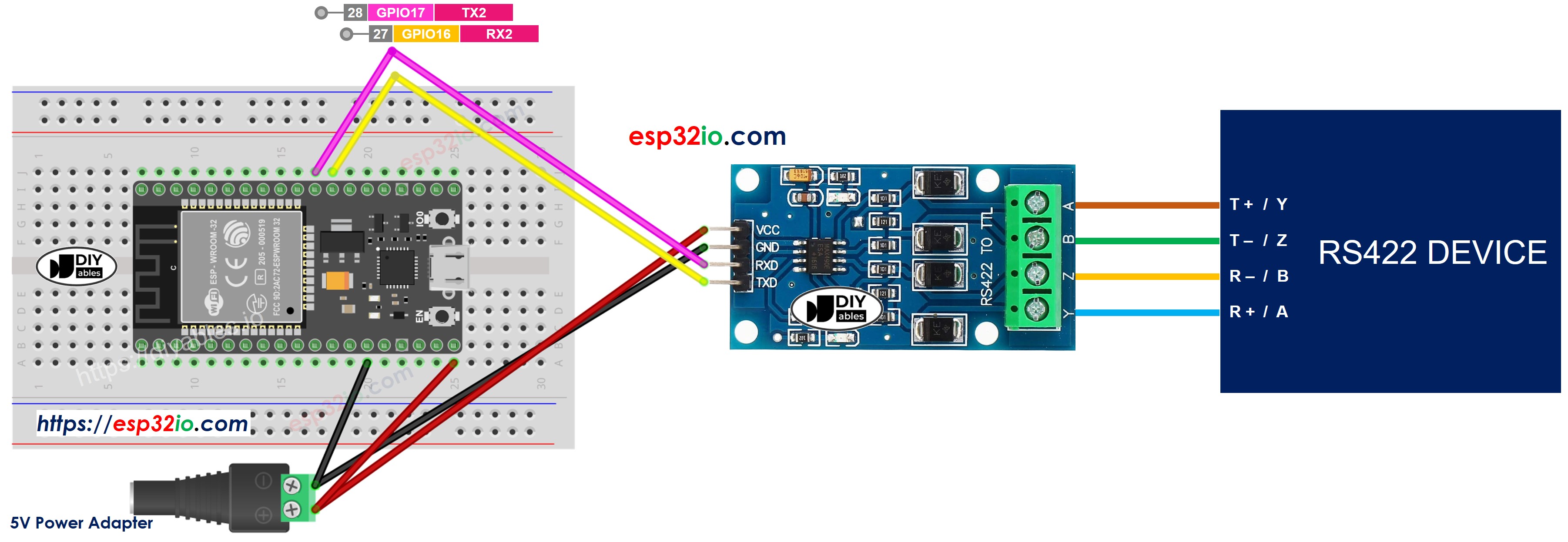 ESP32 TTL naar RS422 Aansluitschema