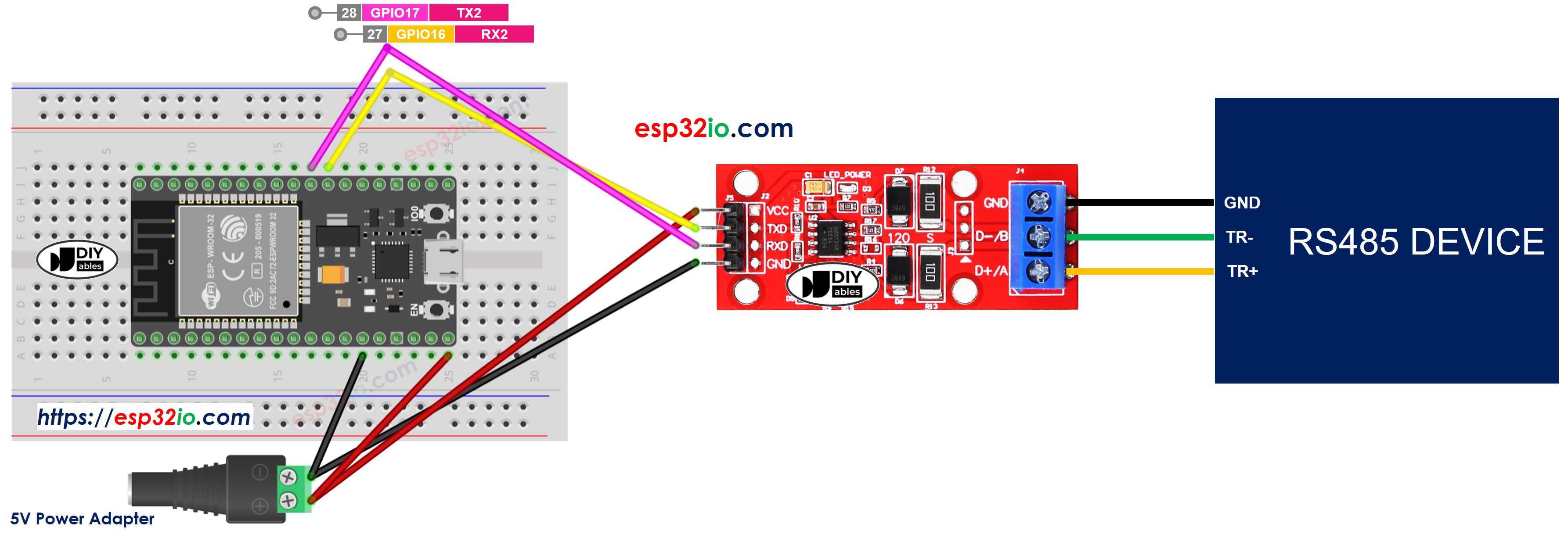 ESP32 TTL naar RS485 Bedradingsschema