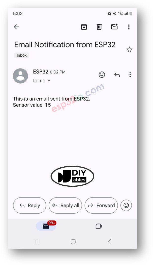 ESP32 verstuurt e-mail