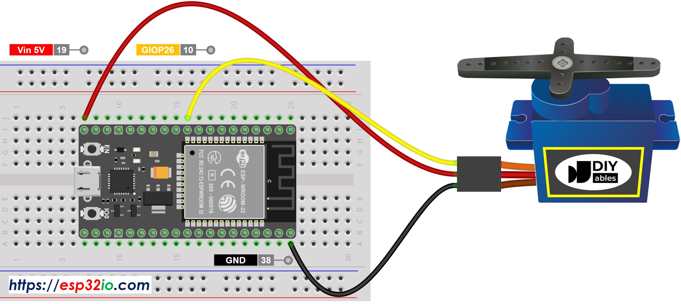 ESP32 Servo Motor Bedradingsschema