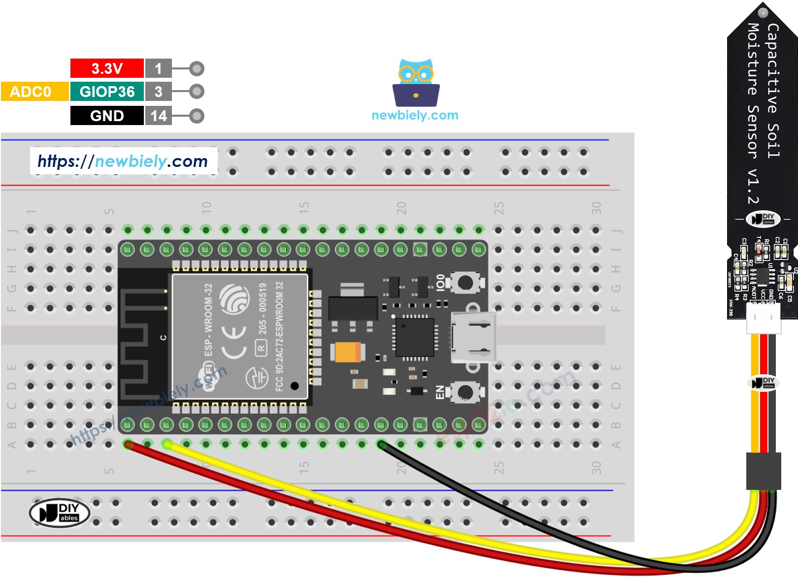 ESP32 soil moisture sensor Wiring Diagram