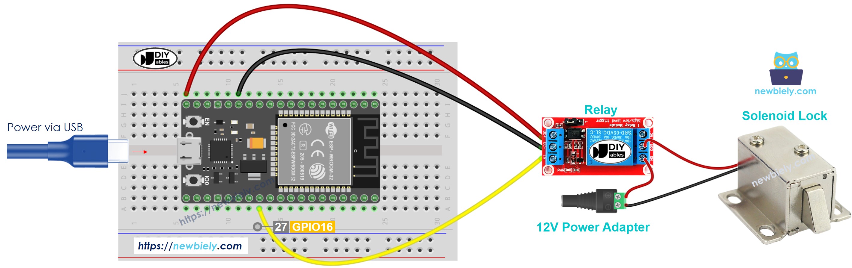 ESP32 solenoid lock Wiring Diagram